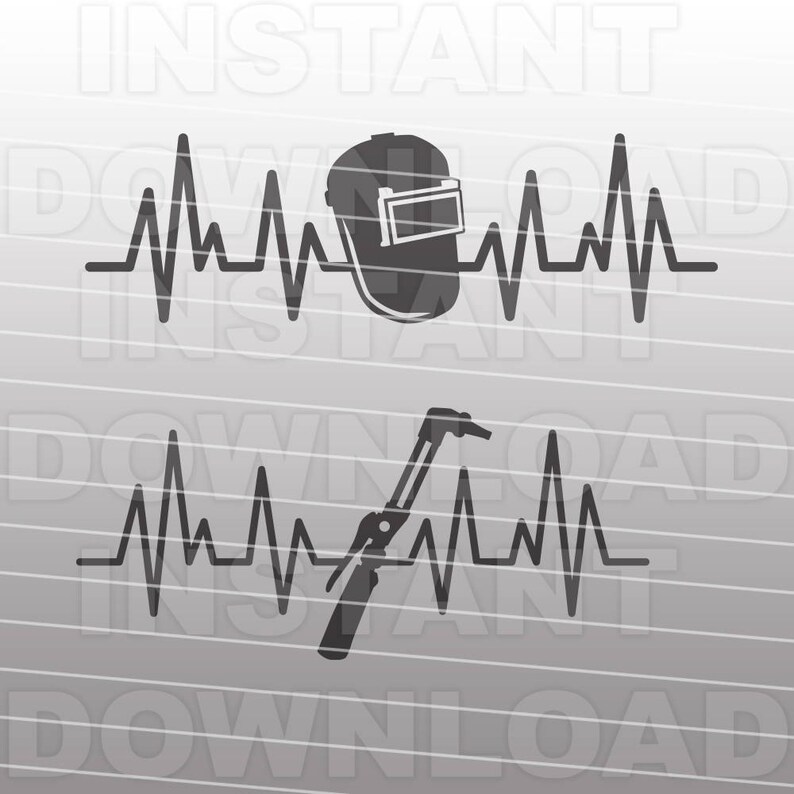 Welding Helmet Torch Heartbeat EKG Pulse SVG File commercial Etsy