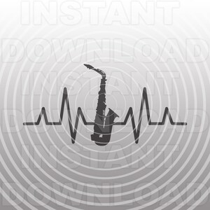 Hjärtslag saxofon SVG-fil, marschband SVG, musiker svg - vektorkonst kommersiell och personlig användning - Cricut, silhuett, vinyldekal, klippfil