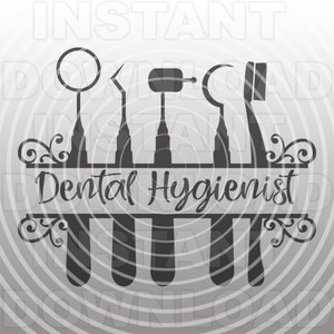 Higienista dental com letras de script extravagantes arquivo SVG, assistente dentário svg -Uso comercial e pessoal- Cricut, Silhueta Cameo, vinil svg