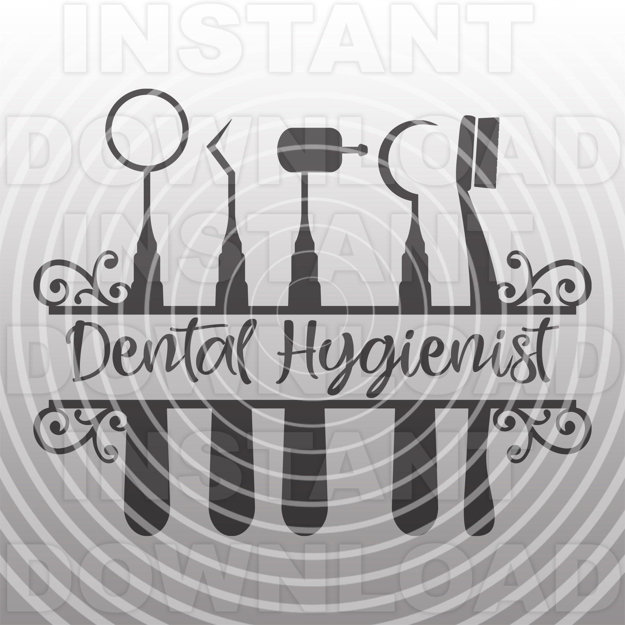 Dental Hygienist with Fancy Script Letters SVG File,Dental Assistant svg -Commercial & Personal Use- Cricut,Silhouette Cameo,vinyl svg