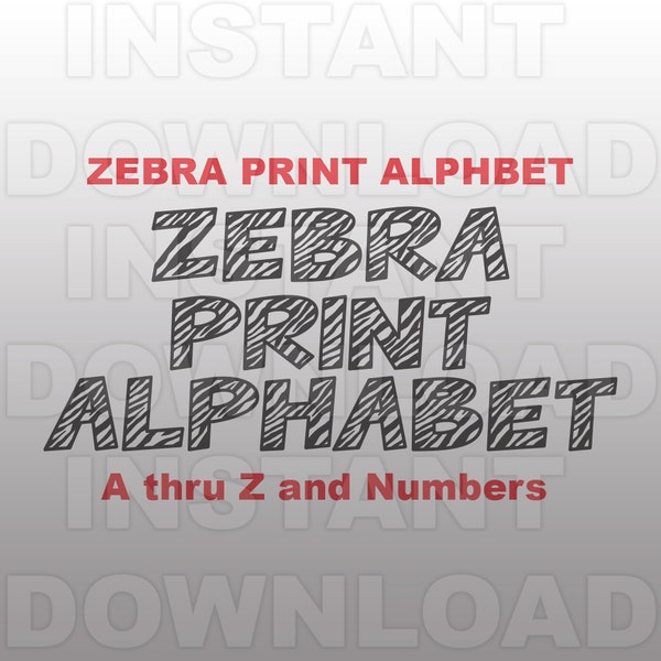 Zebra Font SVG File,Patterned Alphabet SVG File,Letters SVG - Commercial & Personal Use - Vector svg file,Cricut,Silhouette Cameo,vinyl cut