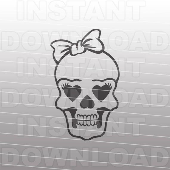 Download Cute Girl Skull Svg Filebones Svgskeleton Svghalloween Svg Etsy