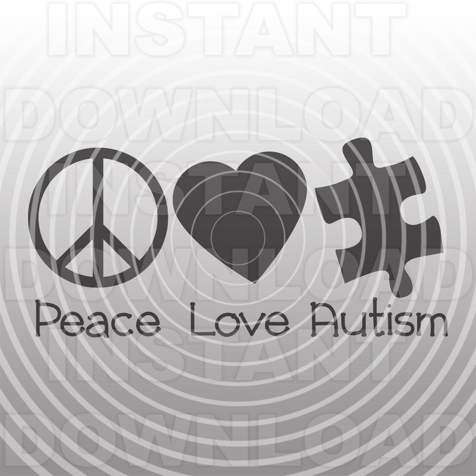 Download Peace Love Autism SVG FileAutism Awareness Puzzle Piece | Etsy