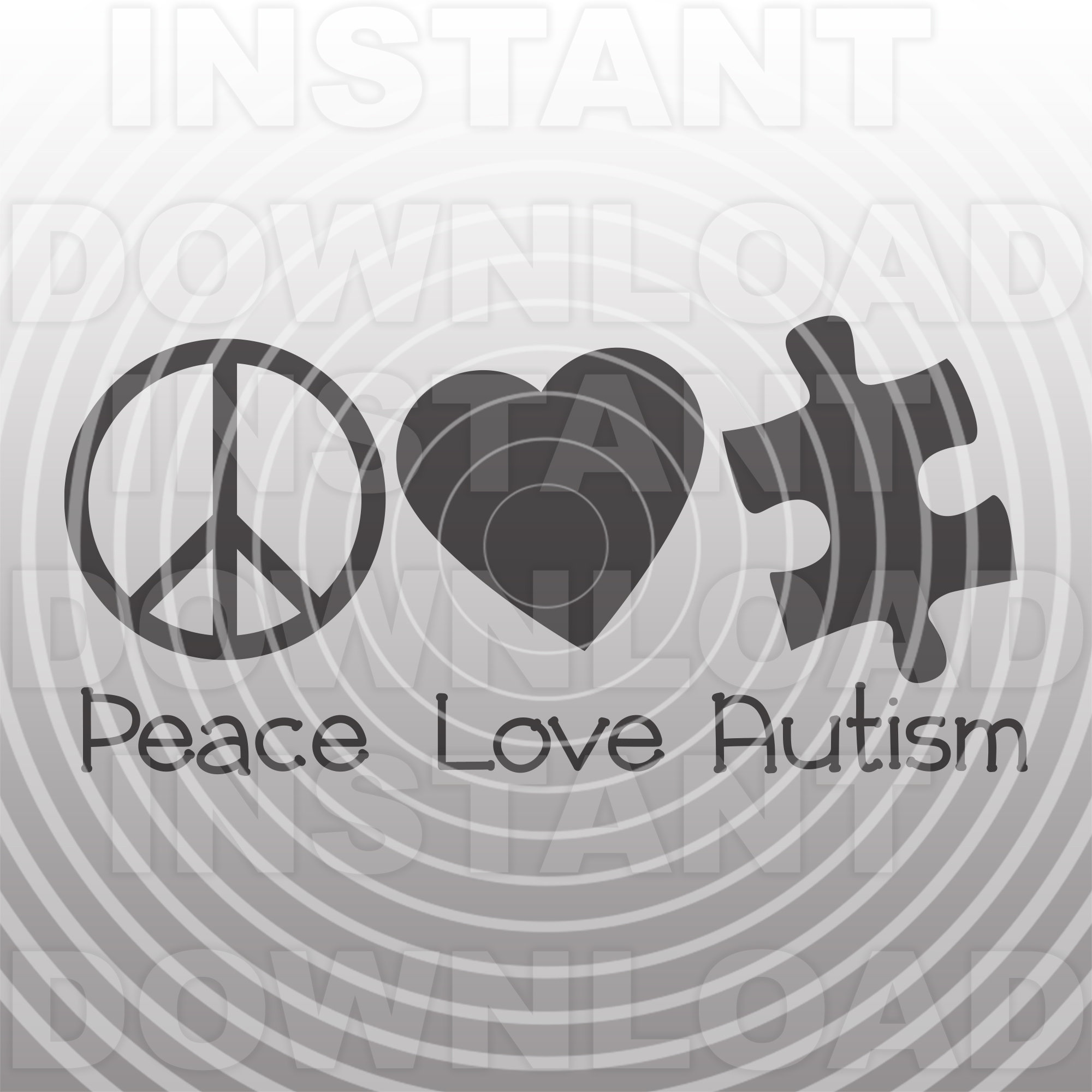 Download Peace Love Autism SVG FileAutism Awareness Puzzle Piece | Etsy