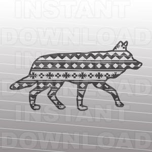 Fichier SVG Coyote motif sud-ouest, sud-ouest SVG, désert SVG-Vector Clip Art Commercial & Personal Use-Cricut, Cameo, Silhouette, Cut File