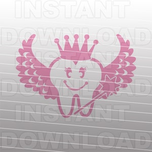 Tooth Fairy SVG File, First Tooth SVG, Tooth Fairy with Wings and Wand svg -Vector Art Commercial/Personal Use Cricut, Cameo, Silhouette, Vinyl