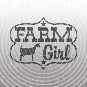 Fille de ferme avec le fichier SVG de chèvre, fichier SVG de chèvre d’exposition, ferme SVG-Livestock Vector Clip Art pour un usage commercial et personnel-Cricut, Cameo, Silhouette