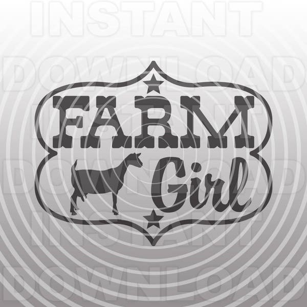 Farm Girl with Goat SVG File,Show Goat SVG File,Farm SVG-Livestock Vector Clip Art for Commercial & Personal Use-Cricut,Cameo,Silhouette