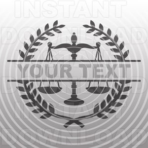 Attorney Lawyer Scales of Justice with Laurel Wreath SVG File,Law office Logo Design SVG -Commercial/Personal Use- Cricut,Silhouette Cameo