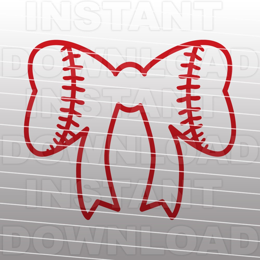 Baseball Bow SVG File Baseball SVG File Vector Art Etsy