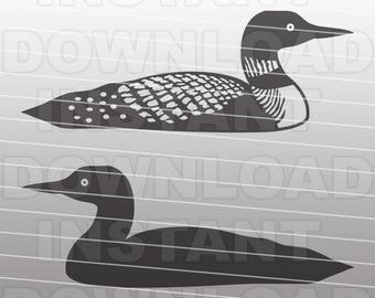 Archivo SVG de Loon, archivo SVG de silueta de Loon, archivo de corte de Loon - Imágenes prediseñadas vectoriales para uso comercial y personal - Cricut, Cameo, Silhouette, vinilo, htv, calcomanía