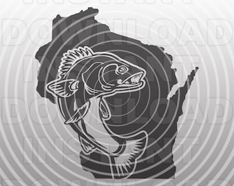 Walleye Jumping SVG File,Walleye Fishing SVG File,Wisconsin Walleye SVG -Vector Art Commercial & Personal Use- Cricut,Cameo,Silhouette,Vinyl