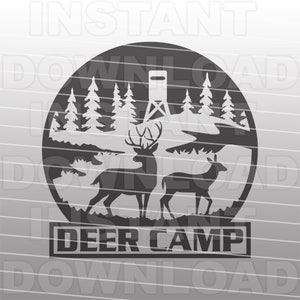 Archivo SVG de Deer Camp, Caza de ciervos SVG, Cazador de ciervos SVG -Arte vectorial para uso comercial y personal- Cricut,Cameo,Silueta,Archivo de corte de vinilo