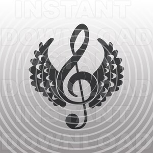 Archivo SVG de música, Alas de clave de sol SVG, Coro SVG, Banda de marcha svg -Vector Art Uso comercial/personal- Cricut, Cameo, Silueta, Archivo de corte de vinilo