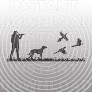 Fasan Jäger mit Labrador Retriever Hund SVG-Datei, Fasan Fliegen SVG-Vector Clipart kommerzielle & persönliche Nutzung- Cricut,Silhouette Cameo
