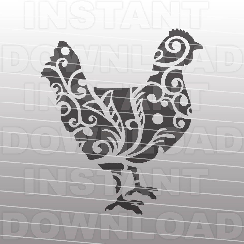 Download Fancy Floral Flourish Shabby Chic Chicken SVG FileFarm | Etsy