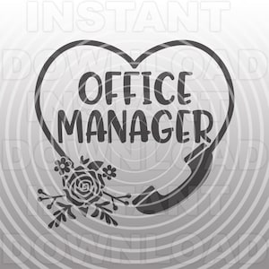 Gerente de escritório com arquivo SVG de telefone e flores, Administrador de escritório svg, Assistente administrativo - Uso comercial/pessoal-Cricut, Silhouette Cameo