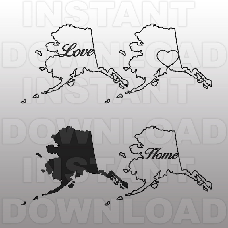 Commercial /& Personal Use Alaska State Outline SVG File Vector Art SVG for Cricut,Silhouette Cameo,iron on vinyl design,htv