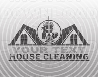 Archivo SVG del logotipo de limpieza de la casa residencial, suministros de limpieza del hogar SVG -Uso comercial/personal-Cricut,Silhouette Cameo,Vinyl svg