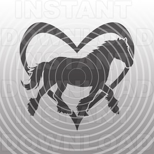 Caballo Gypsy Vanner con archivo SVG corazón -Vector Clipart Uso comercial y personal- Silhouette Cameo,Cricut,Archivo de corte de vinilo,Calcomanía de vinilo