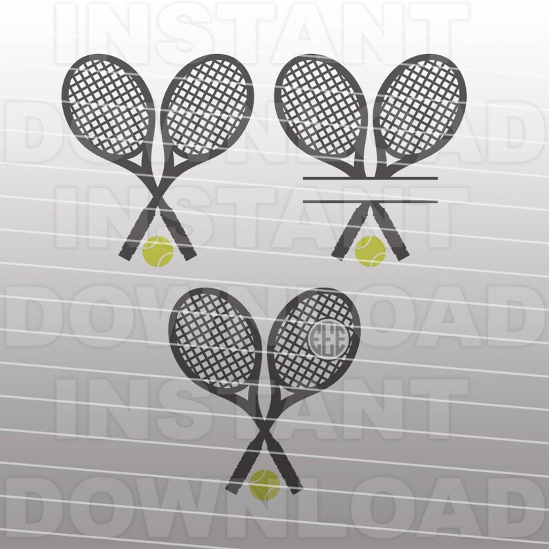 Download Tennis Monogram Racket and Ball SVG File Cutting Template ...