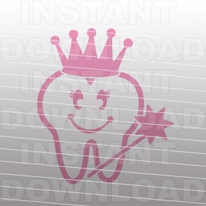 Tooth Fairy SVG File, First Tooth SVG, Tooth Fairy with Wand svg -Vector Clip Art Commercial & Personal Use Cricut, Cameo, Silhouette, Vinyl Cut