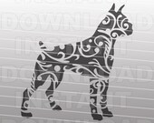 Fancy Decorative Filigree Boxer Dog SVG File -Commercial & Personal Use- Vector Art File,SVG for Cricut,Silhouette Cameo,Iron On Vinyl,htv