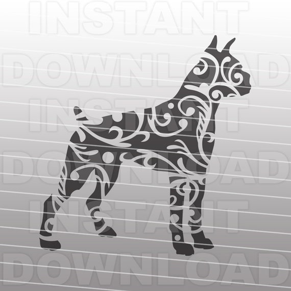 Download Fancy Decorative Filigree Boxer Dog Svg File Commercial Etsy PSD Mockup Templates