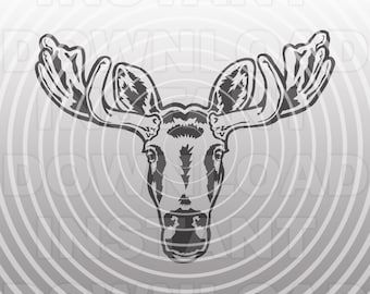 Moose SVG File,Moose with Antlers SVG File,Moose Head SVG -Vector Art Commercial & Personal Use- for Cricut,Silhouette Cameo,vinyl cut file