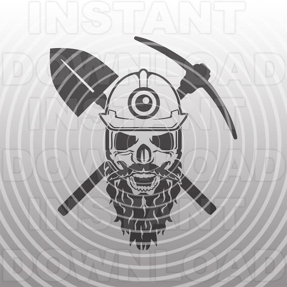 Coal Miner Skull With Beard and Hard Hat SVG Filecoal Mining Etsy