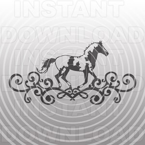 American Paint Horse Lover with Filigree Embellishment SVG File -Vector Clipart Personal & Commercial Use- Cricut,Silhouette Cameo,Vinyl svg