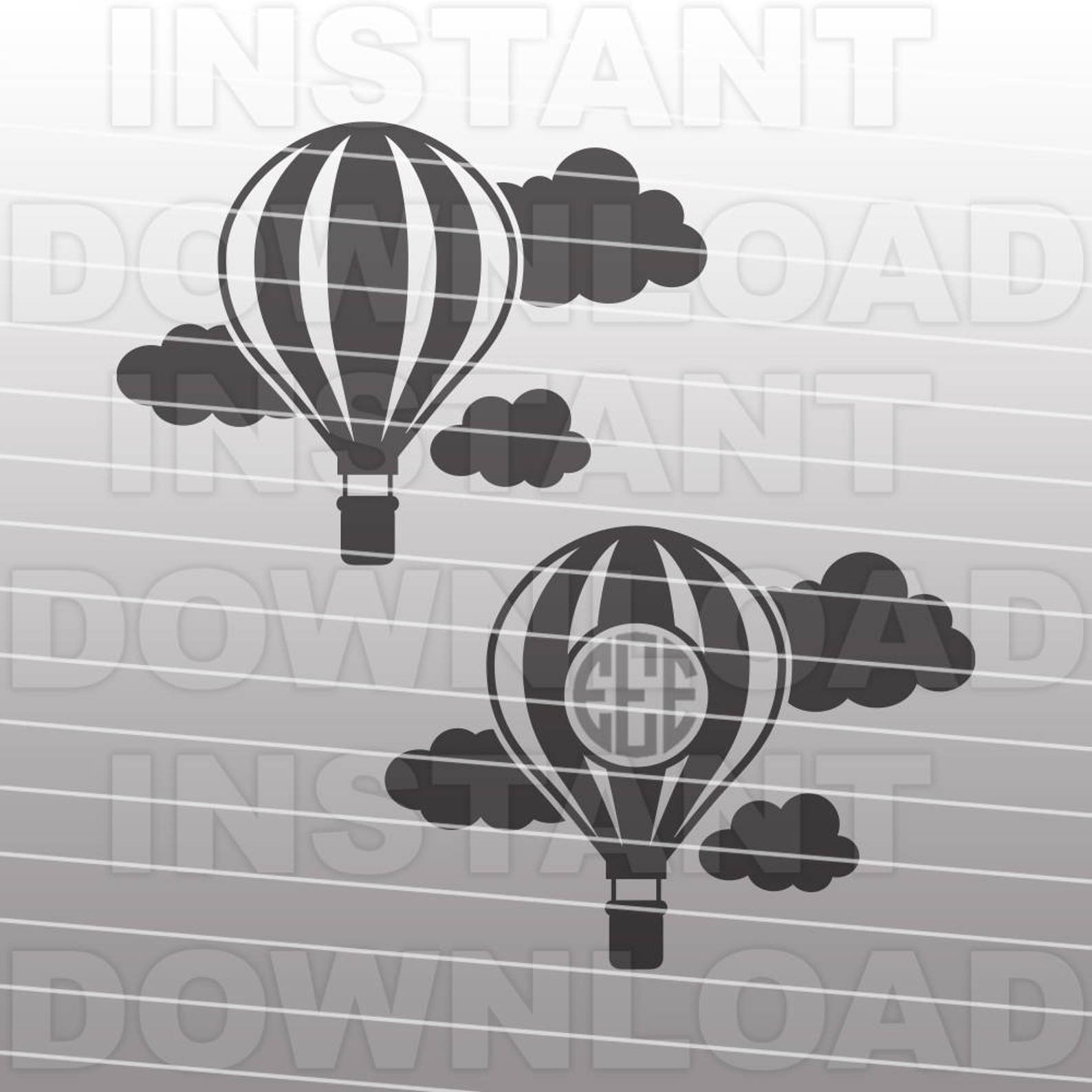 Hot Air Balloon SVG Filehot Air Balloon Monogram SVG | Etsy