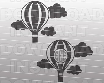 Hot Air Balloon SVG File,Hot Air Balloon Monogram SVG -Commercial & Personal Use- Vector Art svg for Cricut,Silhouette Cameo,vinyl template