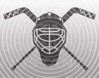 Máscara de portero con archivo SVG Palos de hockey Archivo SVG, Jugador de hockey svg -Vector Art Uso comercial y personal- Cricut,Silhouette,Cameo,Vinyl Cut