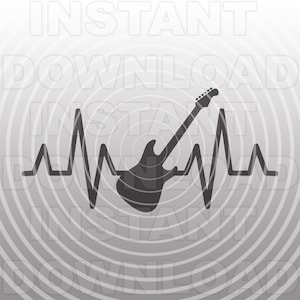 Elektrische gitaar Heartbeat SVG-bestand, gitarist SVG, gitarist SVG-vector kunst commercieel/persoonlijk gebruik-Cricut, silhouet, vinyl decal