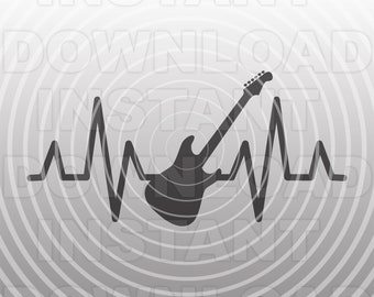 Archivo SVG de latido del corazón de guitarra eléctrica, Guitarrista SVG, Guitarrista svg -Vector Art Uso comercial/personal- Cricut,Silueta,Calcomanía de vinilo