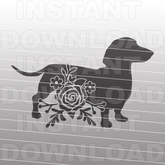 Download Floral Daschund Svgweiner Dog Svg Filecutting Template Etsy