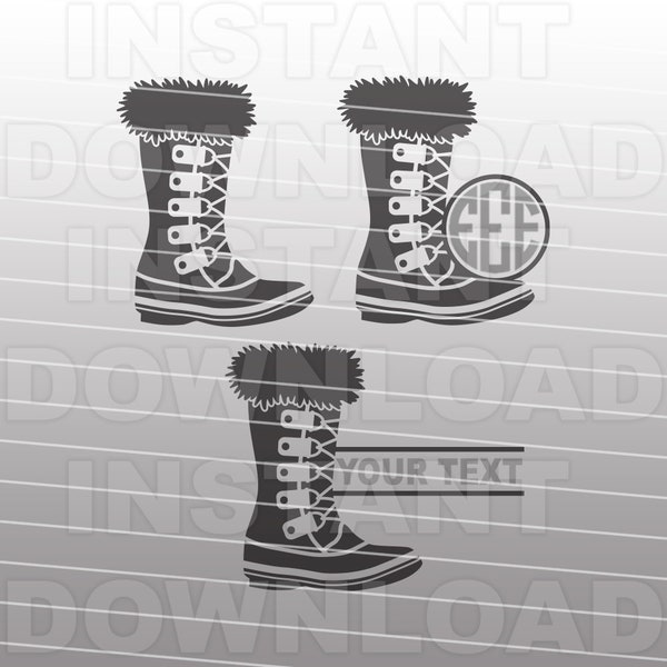 Winter Snow Boots SVG File,Ladies Boots svg,Womens Boots svg,Winter Monogram svg -Vector Art Commercial/Personal Use-Cricut,Silhouette,Cameo