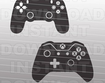 Contrôleurs de jeu vidéo SVG fichier coupe modèle-XBox Playstation Vector Clip Art pour usage Commercial et personnel-Cricut, SCAL, camée, décalque