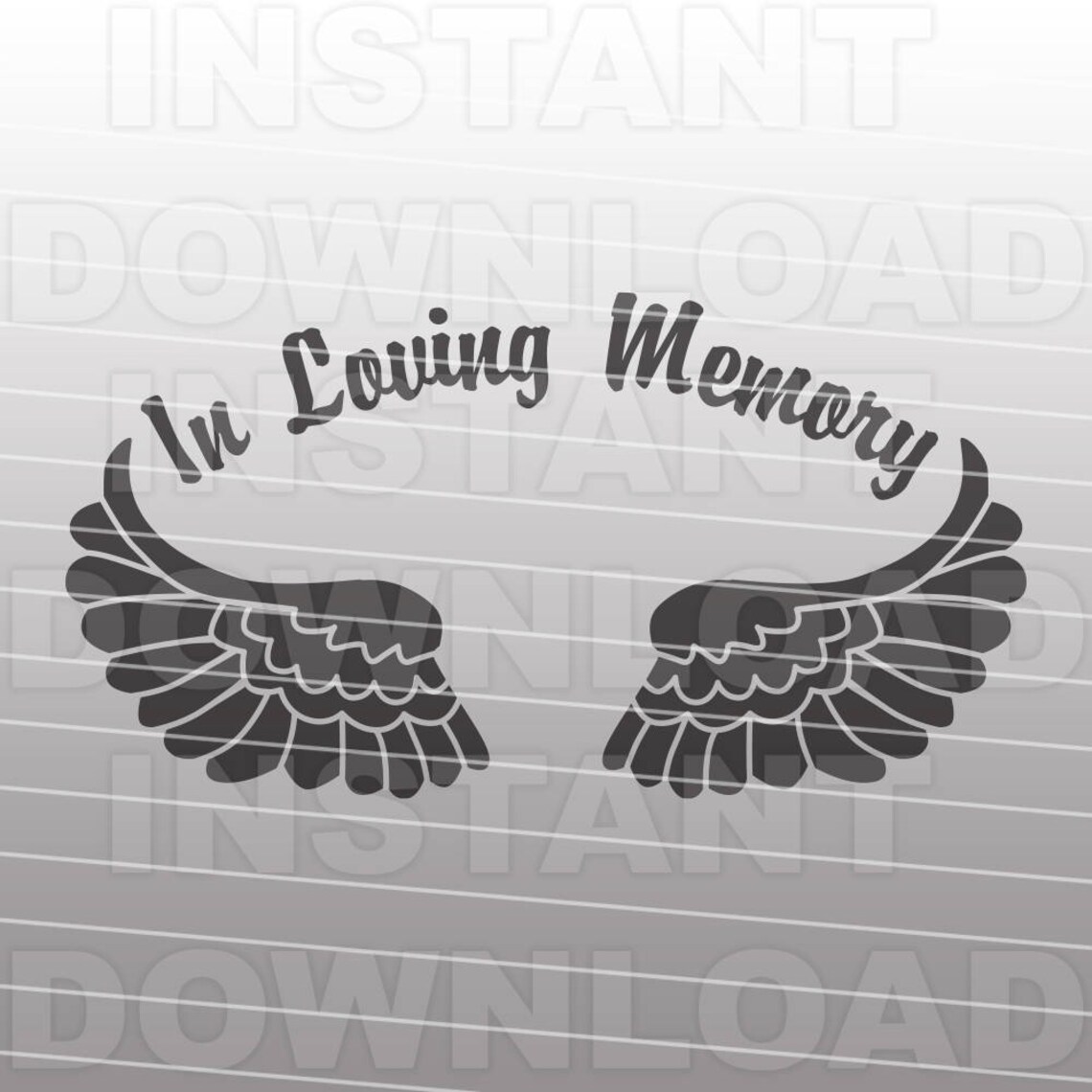 Angel Wings in Loving Memory Memorial SVG File commercial &amp; - Etsy
