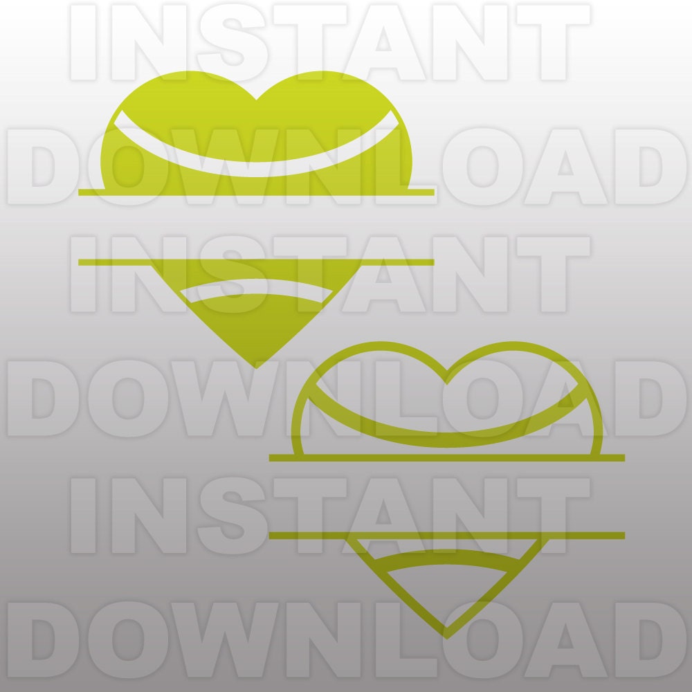 Download Tennis Ball Heart Split Monogram SVG FileTennis SVG | Etsy