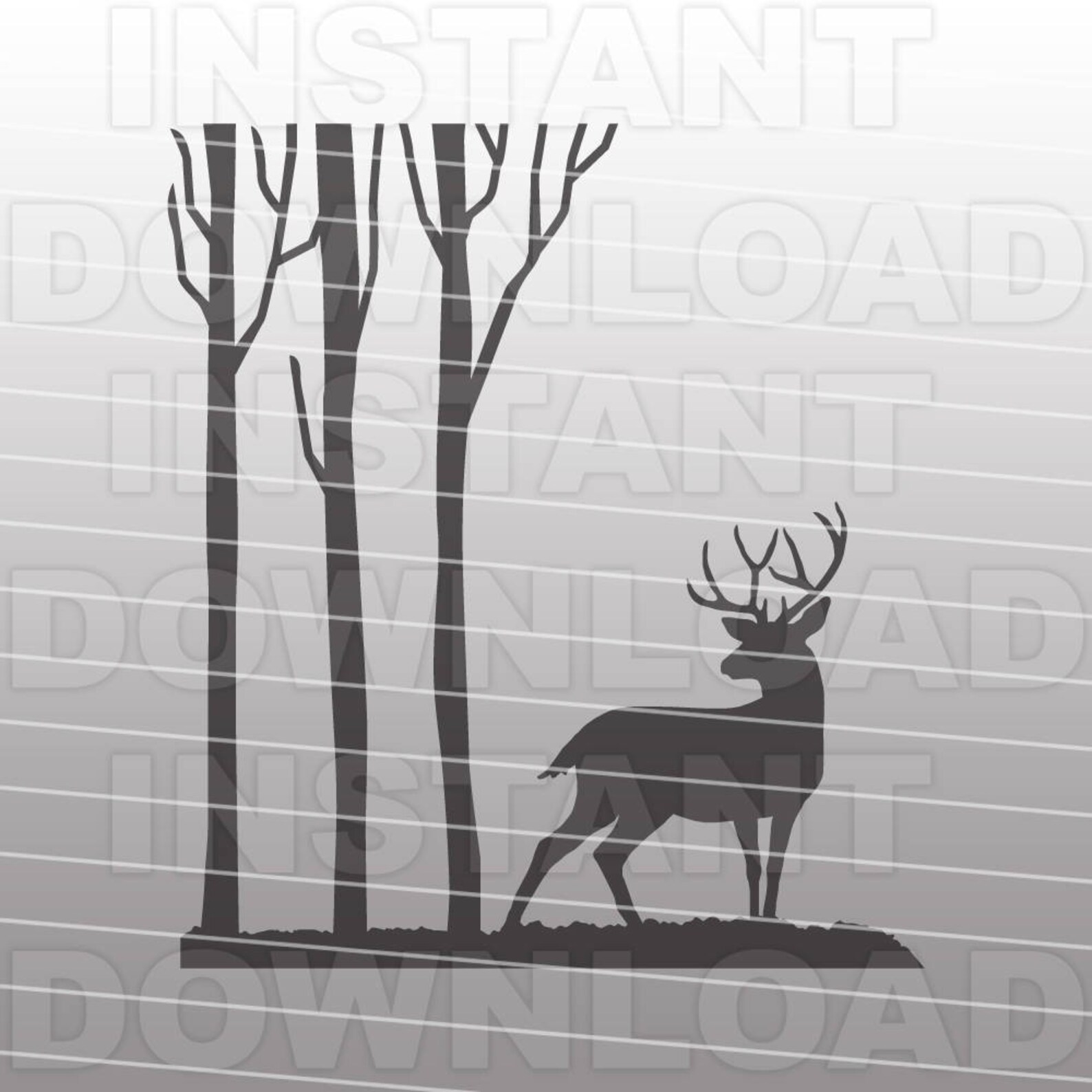 Deer in the Woods SVG File-deer SVG File-cutting Template-vector Clip ...