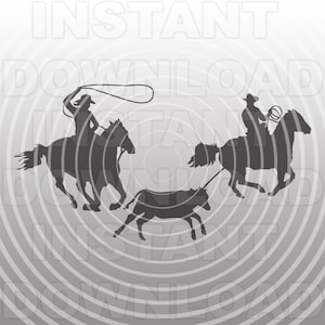 Team Roping with Female Header SVG File,Rodeo SVG,Ranch SVG File,Commercial-Personal Use,Cricut,Silhouette Cameo,vinyl cut file,Vinyl Decal