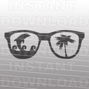 Fichier SVG Dolphin Jumping et Palm Tree, Dolphin Design svg, Utilisation commerciale et personnelle, Format vectoriel, Cricut, Silhouette Cameo, Vinyl Decal