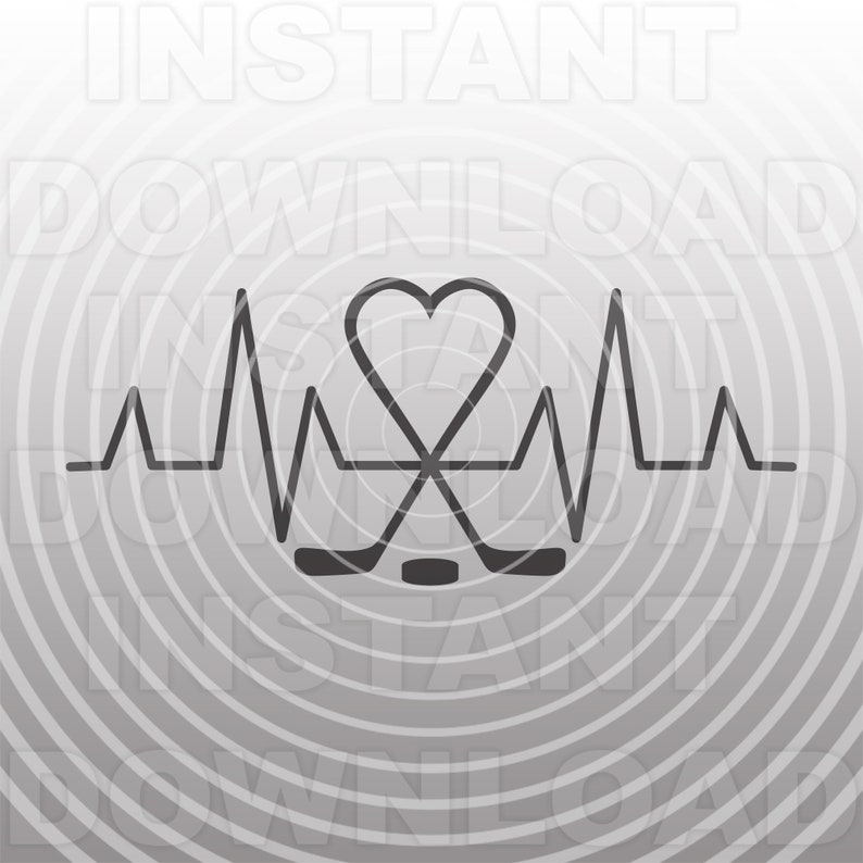 Hockey Sticks Heart Pulse Heartbeat EKG SVG File vector Art Etsy