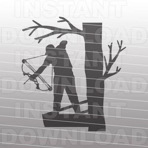 Archivo SVG Bowhunter, archivo SVG Tree Stand, caza de ciervos SVG, caza de arco svg, silueta svg, Cricut svg, archivo de corte de vinilo, uso comercial y personal