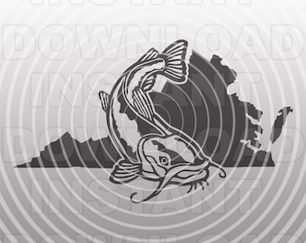 Catfish SVG File,Virginia SVG File,Fishing SVG,Fisherman svg -Vector Clipart Commercial & Personal Use- Cricut,Silhouette Cameo,Vinyl Decal