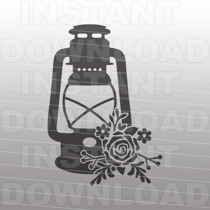 Download Vintage Floral Lantern SVG FileOil Lamp SVG Vector Art for ...