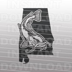 Fichier SVG poisson-chat, Channel Catfish svg, svg Alabama, pêche svg -Vector Art Commercial & Personal Use-Cricut, Silhouette, Cameo, Vinyl Decal
