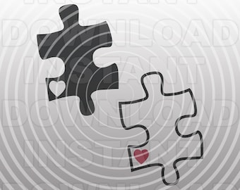 Autism Awareness SVG File,Autism Puzzle Piece with Heart SVG,Autism T-shirt svg -Commercial & Personal Use- Cricut,Cameo,Silhouette,Vinyl